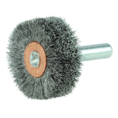 Weiler 1-1/4" Wire Wheel, .006" Steel Fill, 1/4" Stem 17600